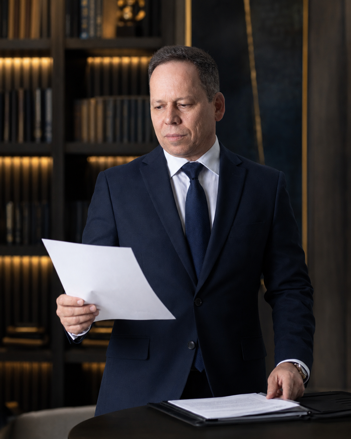 Dimas Araújo analisando documentos técnicos